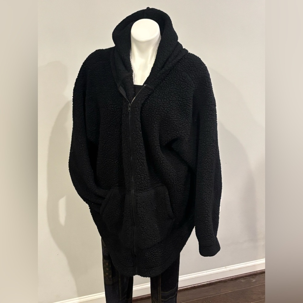 SO Cozy Black Zip-Up Faux Fur Fleece Sweater